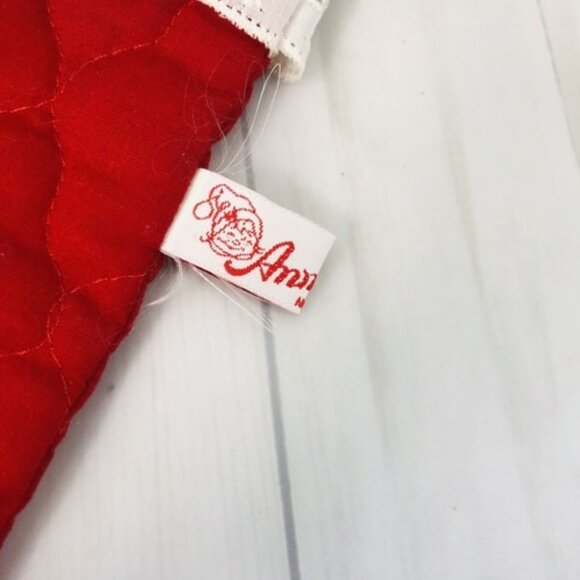 19" Christmas Stocking Annalee Mobilitee Mouse Red Quilted Green White - Picture 10 of 16